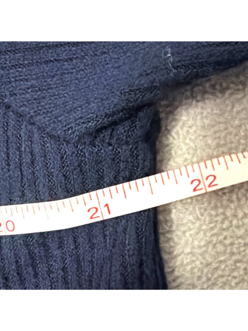 NWT Market & Spruce Navy Blue Lace-Up Hoodie Ribbed Knit Longsleeve Size L - Picture 4 of 5